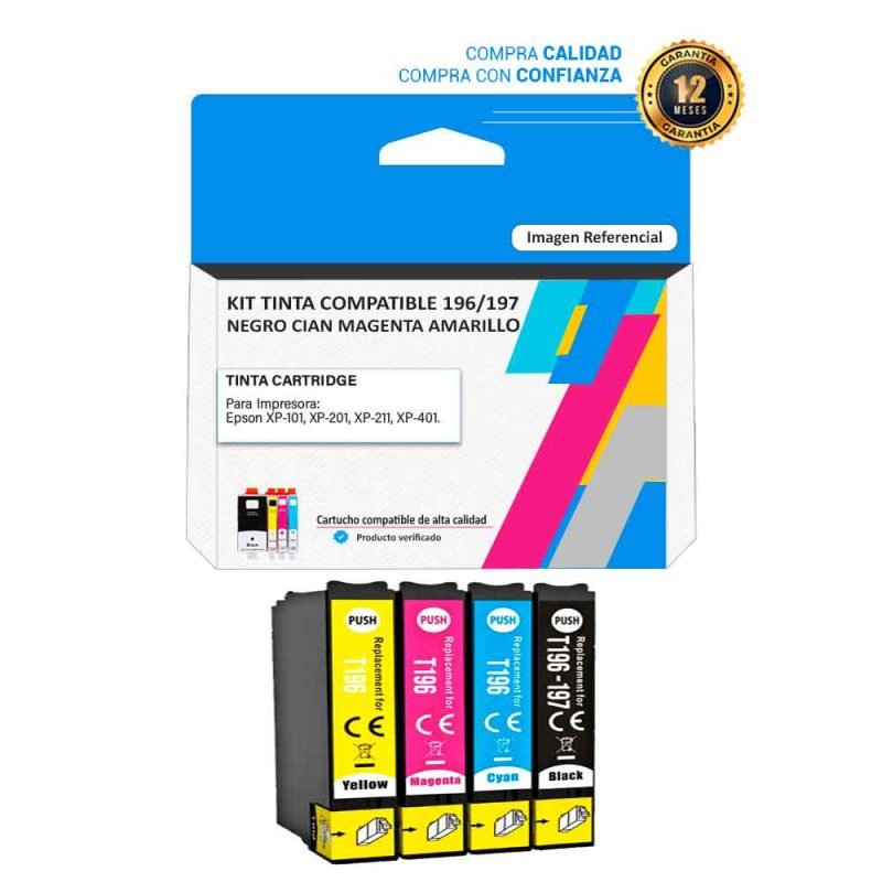Kit Tinta Compatible Epson 196-197 para impresoras 101 201 211 401