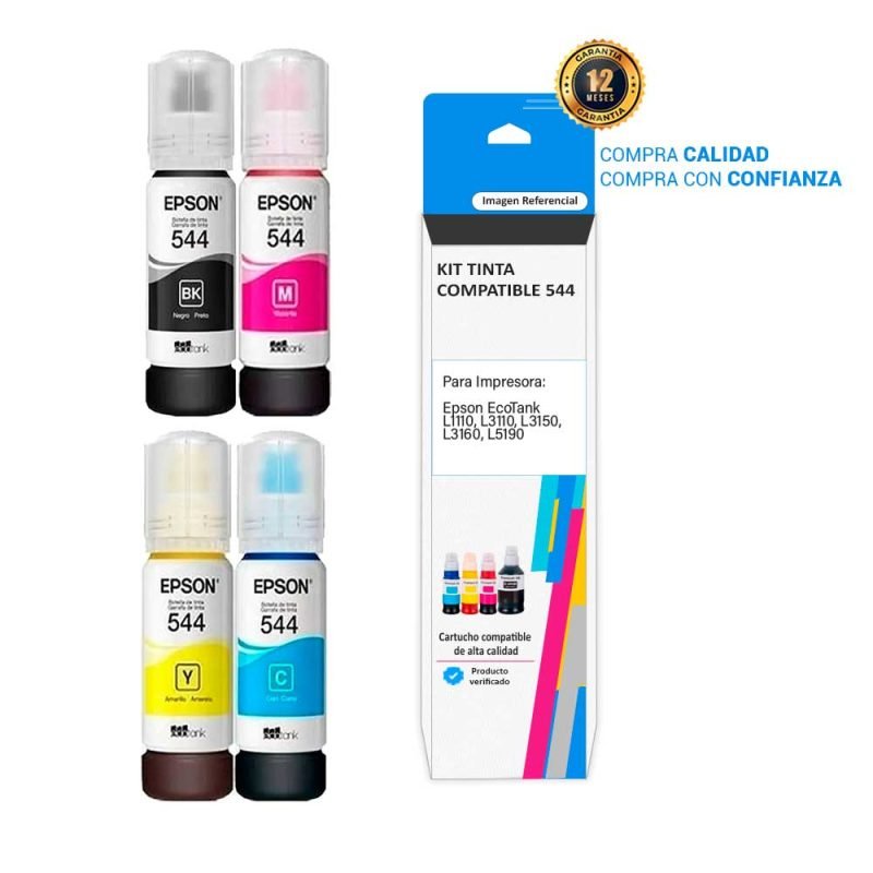 Kit Tinta Compatible Epson 544 para impresoras 1110 3110 3150 3160 5190