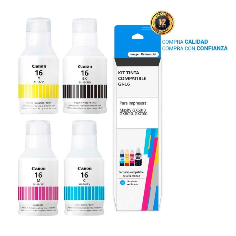 Kit Tinta Compatible Canon GI-16 para impresoras 5010 6010 7010