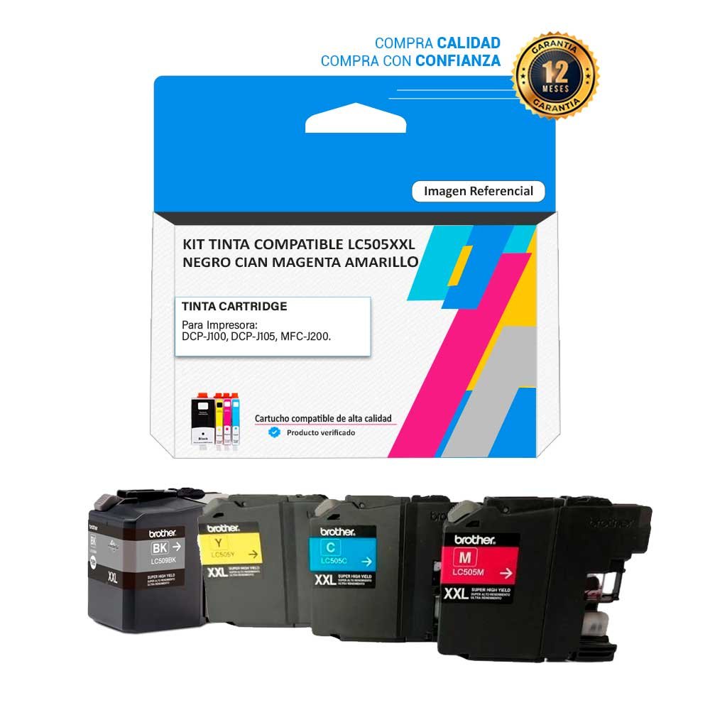 KIT-TINTA-COMPATIBLE-LC505XXL Kit Tinta Compatible Brother 505XXL para impresoras 100 105 200