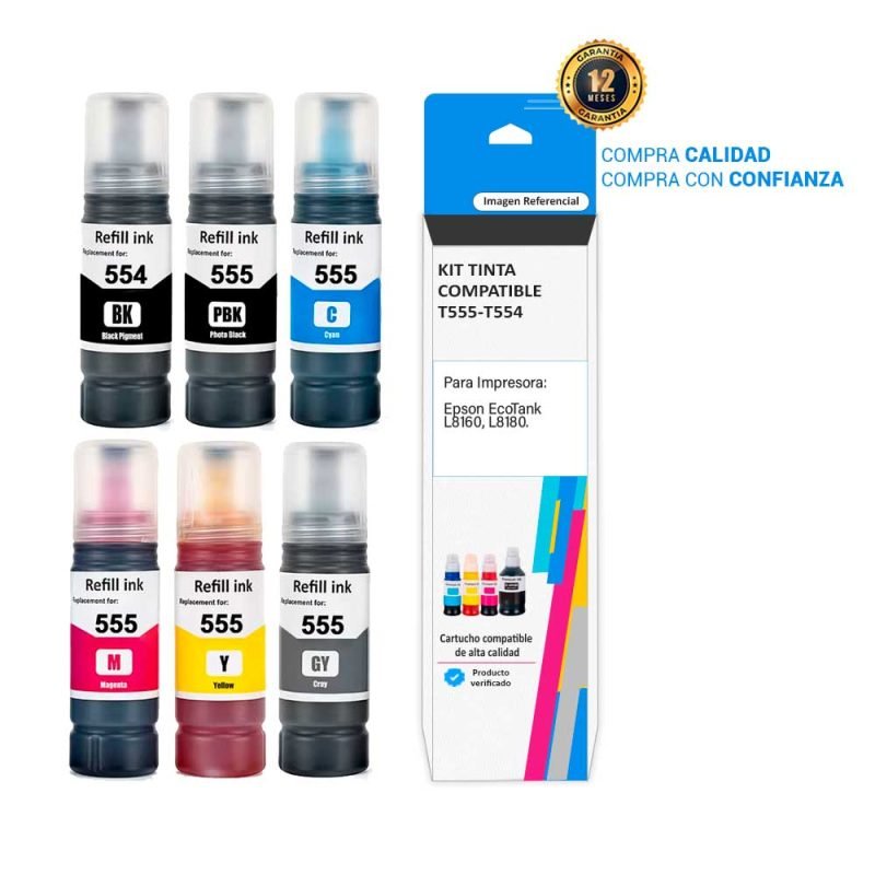 Kit Tinta Compatible Epson T555-T554 para impresoras 8160 8180