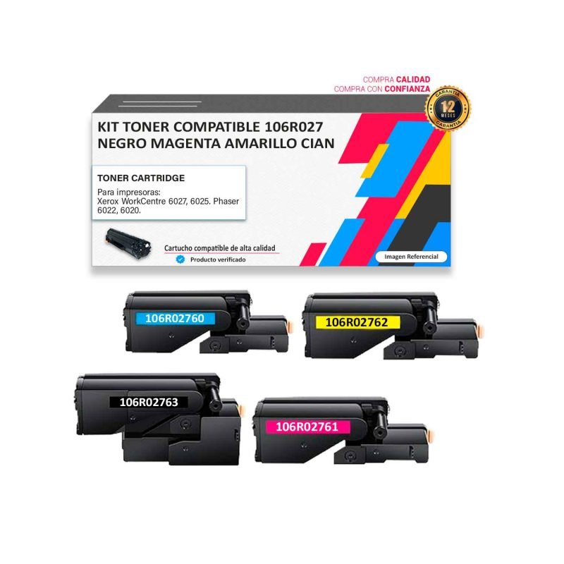 Kit Toner Compatible Xerox 106R027 para impresoras 6020 6022 6025 6027