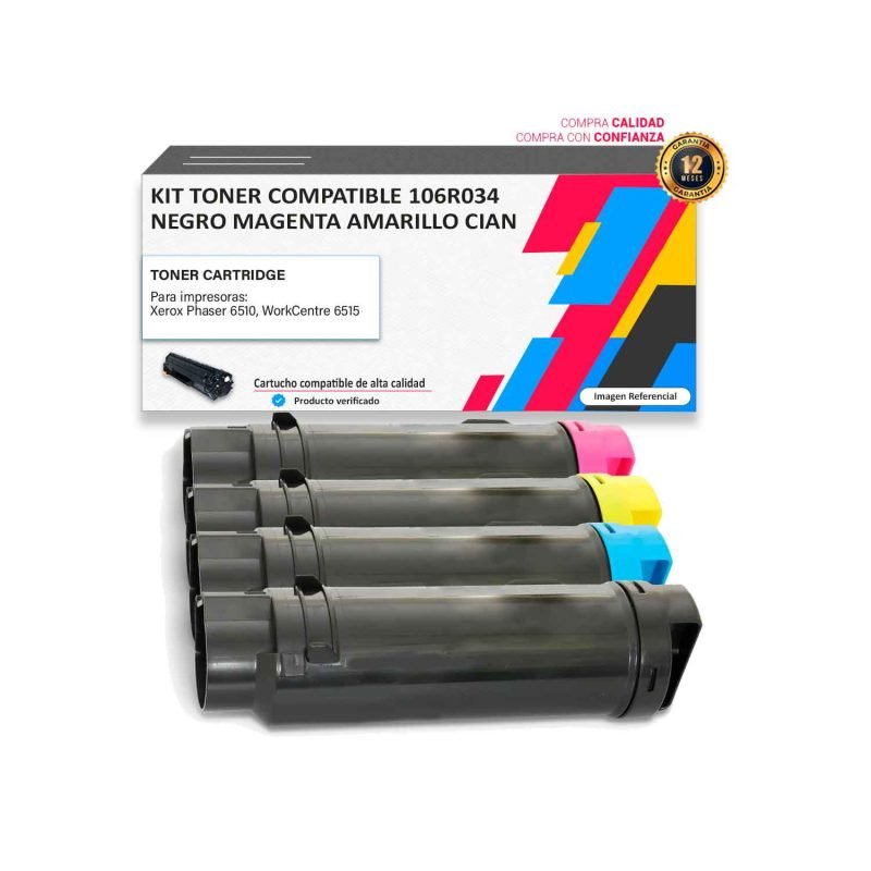 Kit Toner Compatible Xerox 106R034 para impresoras 6510 6515