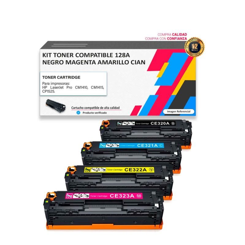 Kit Toner compatible Hp 128A para impresoras 1410 1415 1525