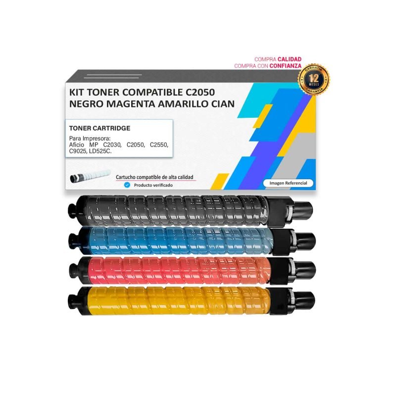 Kit Toner compatible Ricoh MP C2050 para impresora 2030 2050 2550 9025