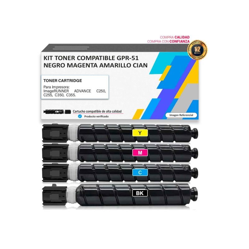 Kit Toner compatible Canon GPR-51 para impresora 250 255 350 355