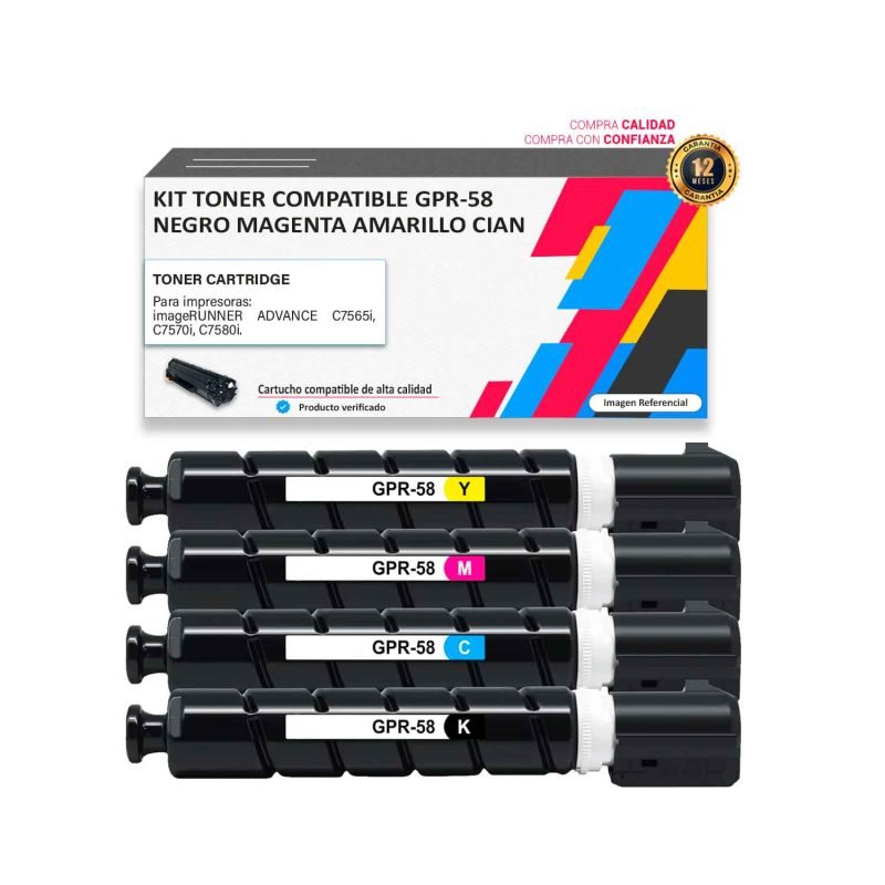 Kit Toner compatible Canon GPR-58 para impresora 7565 7570 7580