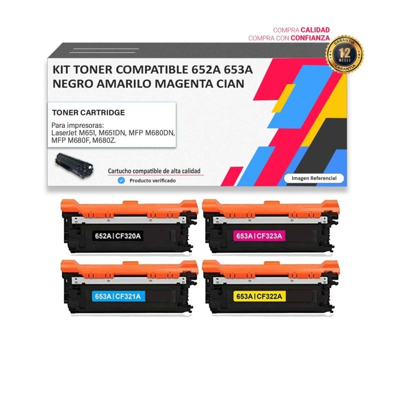 KIT TONER COMPATIBLE HP 652A 653A PARA M651DN