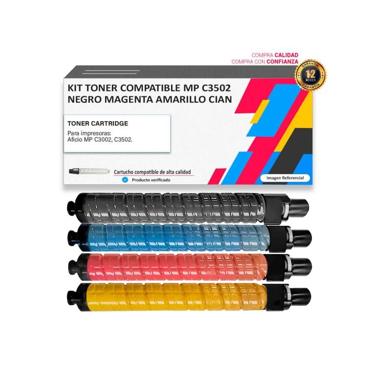 Kit Toner compatible Ricoh MP C3502 para impresora 3002 3502
