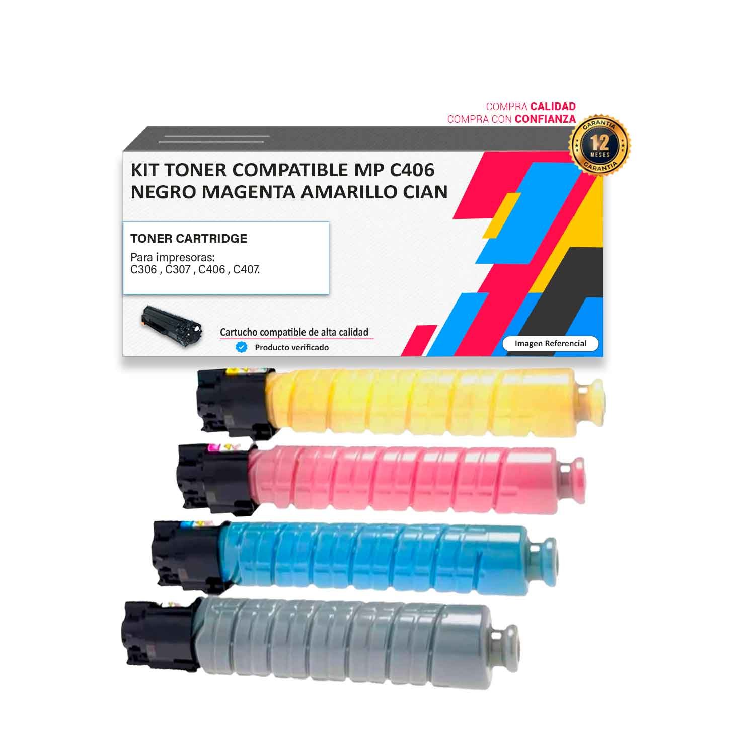 KIT-TONER-COMPATIBLE-MP-C406 Kit Toner compatible Ricoh MP C406 para impresora 306 307 406 407