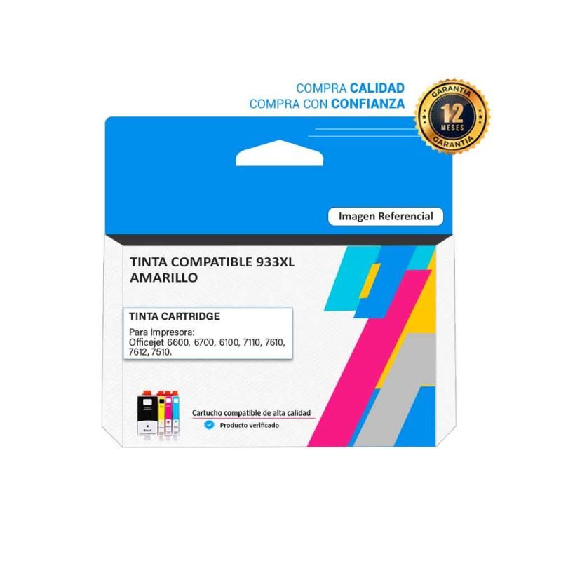 Tinta Compatible HP 933XL Amarillo para impresoras 6600 6700 6100 7110 7610 7612 7510