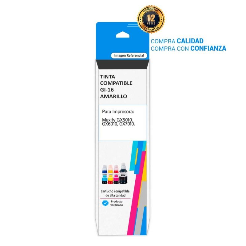 Tinta Compatible Canon GI-16 Amarillo para impresoras 5010 6010 7010