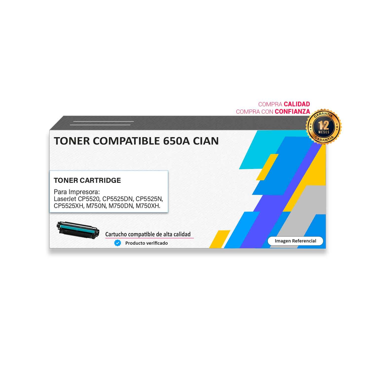 TONER-COMPATIBLE-650A-CIAN Tóner compatible Hp 650A Cian para impresoras 5520 5525 750