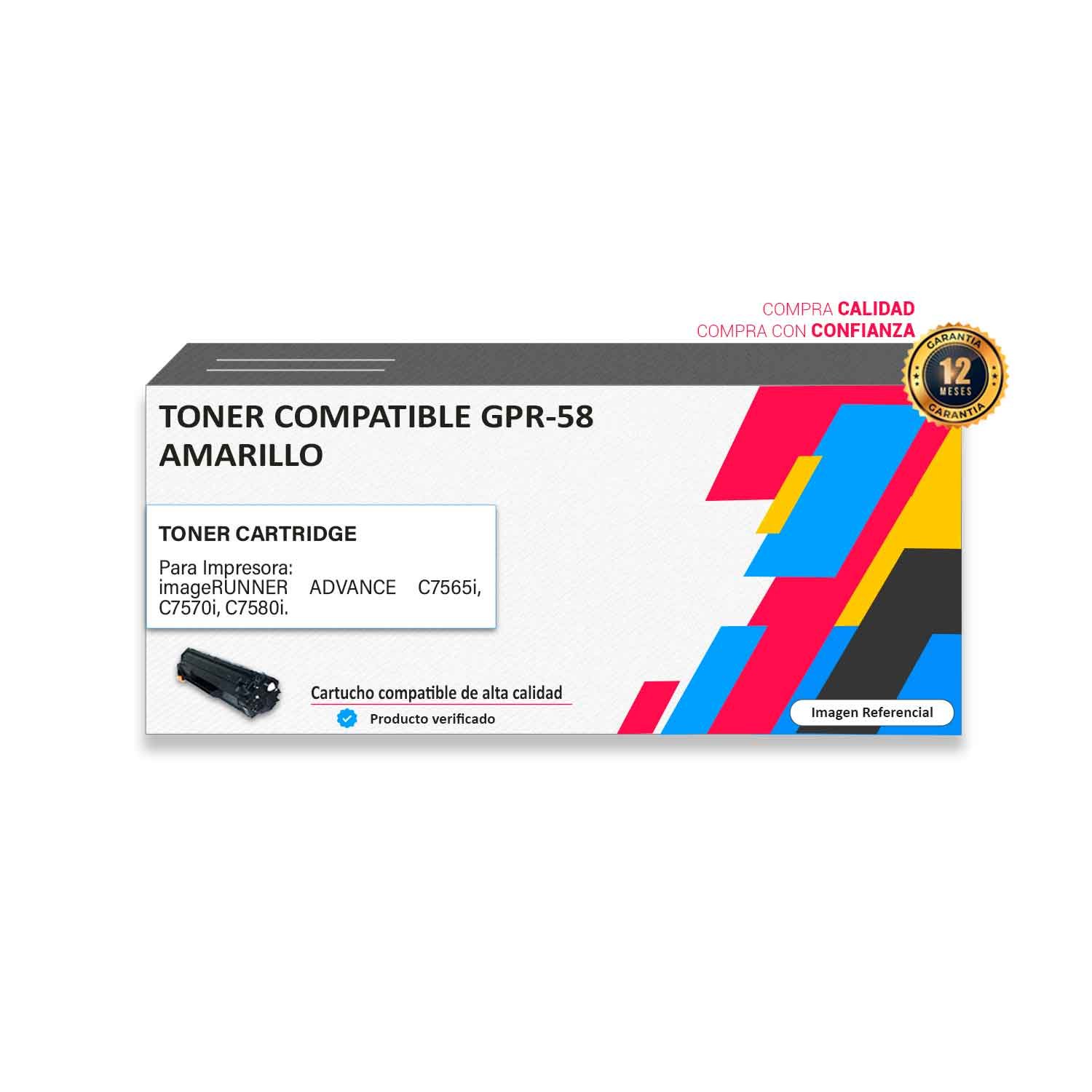 TONER-COMPATIBLE-GPR-58-AMARILLO Toner compatible Canon GPR-58 Amarillo para impresora 7565 7570 7580