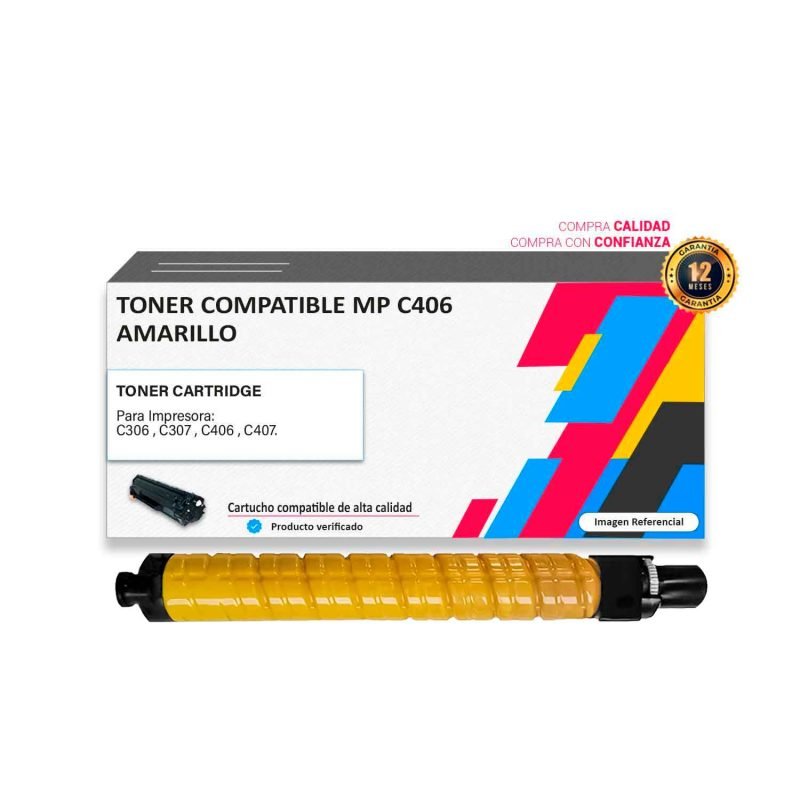Toner compatible Ricoh MP C406 Amarillo para impresora 306 307 406 407