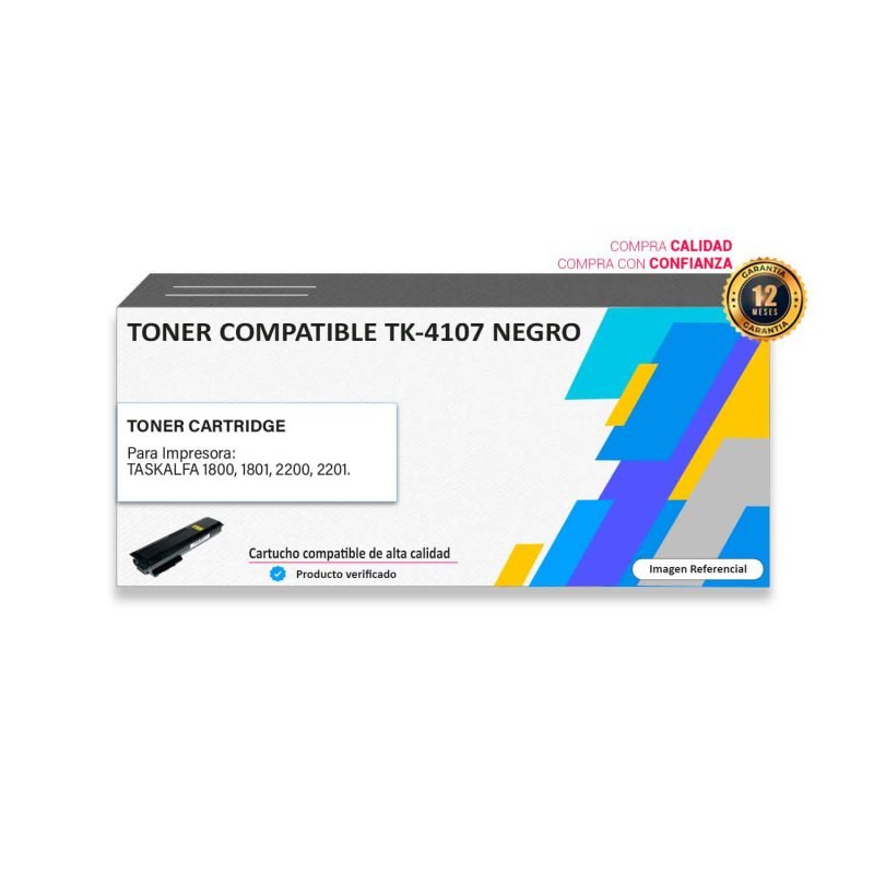 Toner compatible Kyocera TK-4107 Negro para impresora 1800 1801 2200 2201